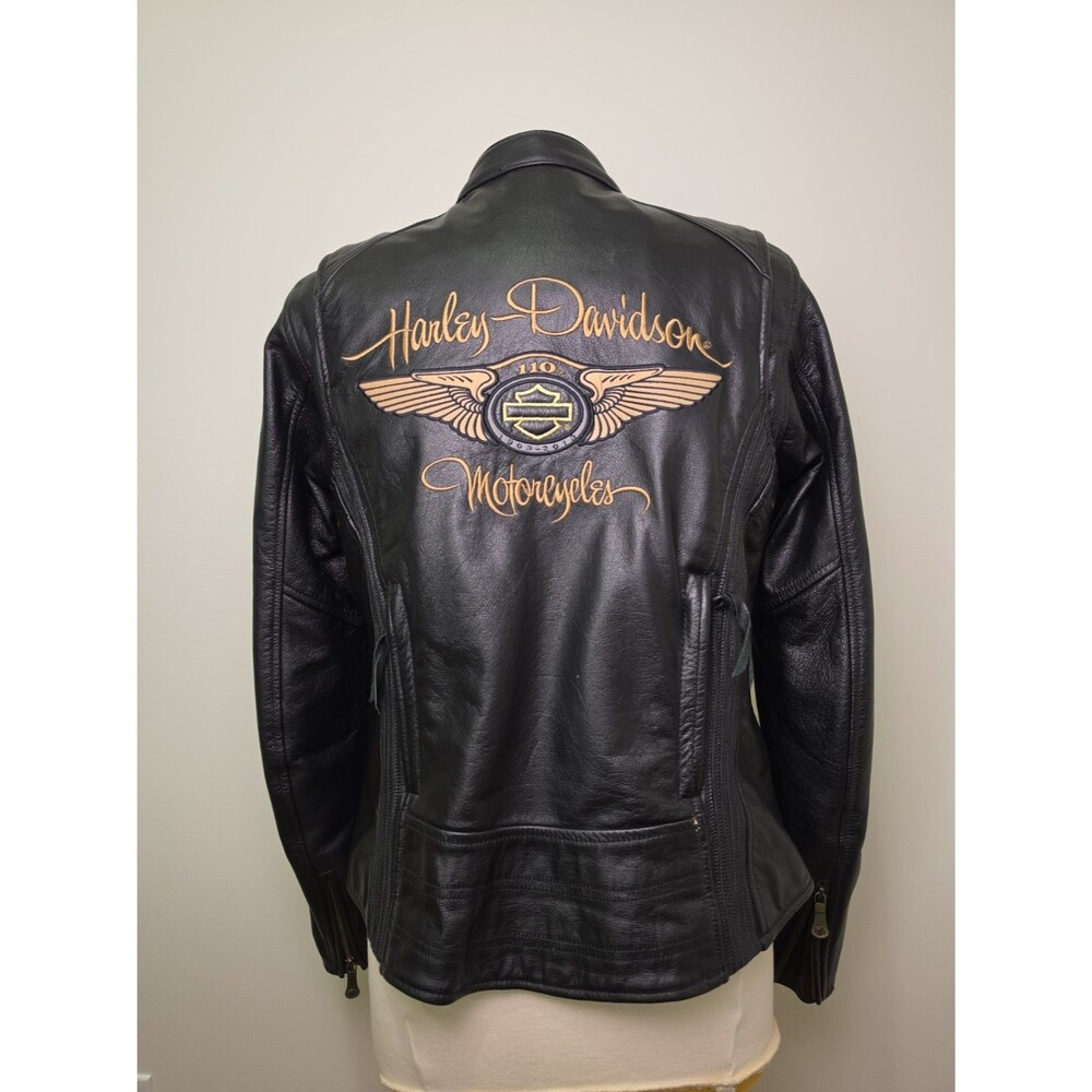 Rare HARLEY DAVIDSON 110TH ANNIVERSARY Women's Medium Genuine Leather Jacket